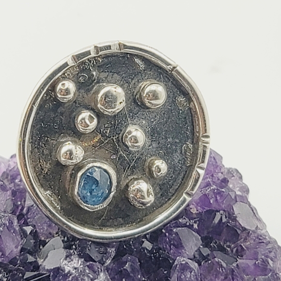 KYANITE ROUND RING HANDMADE IN STERLING SILVER METAL SIZE 7 - Picture 5 of 5